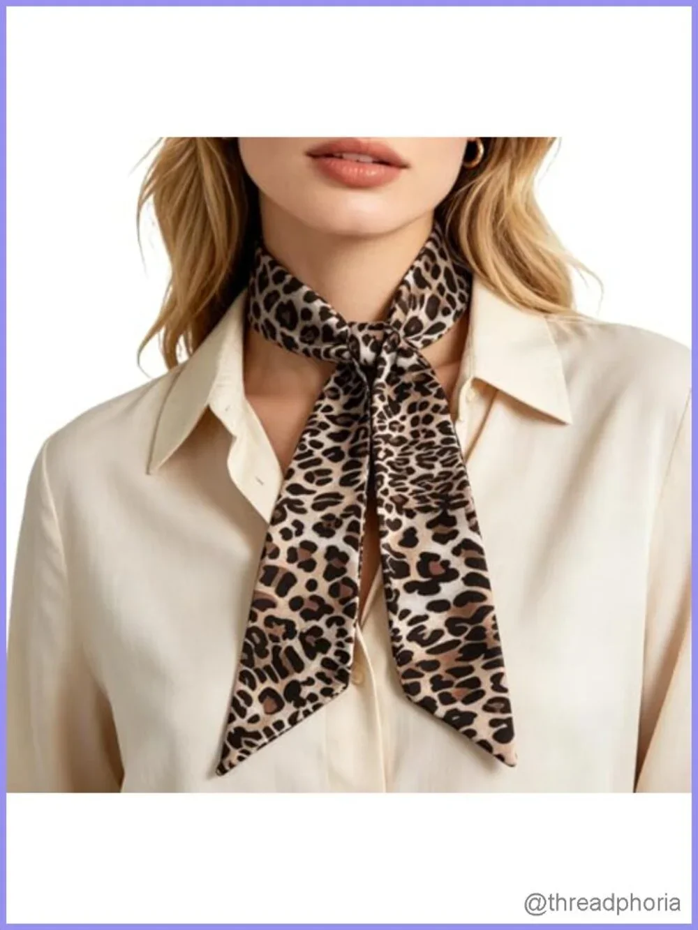 Leopard Print Skinny Scarf Long Neck Scarf Hair Waistband Accessory